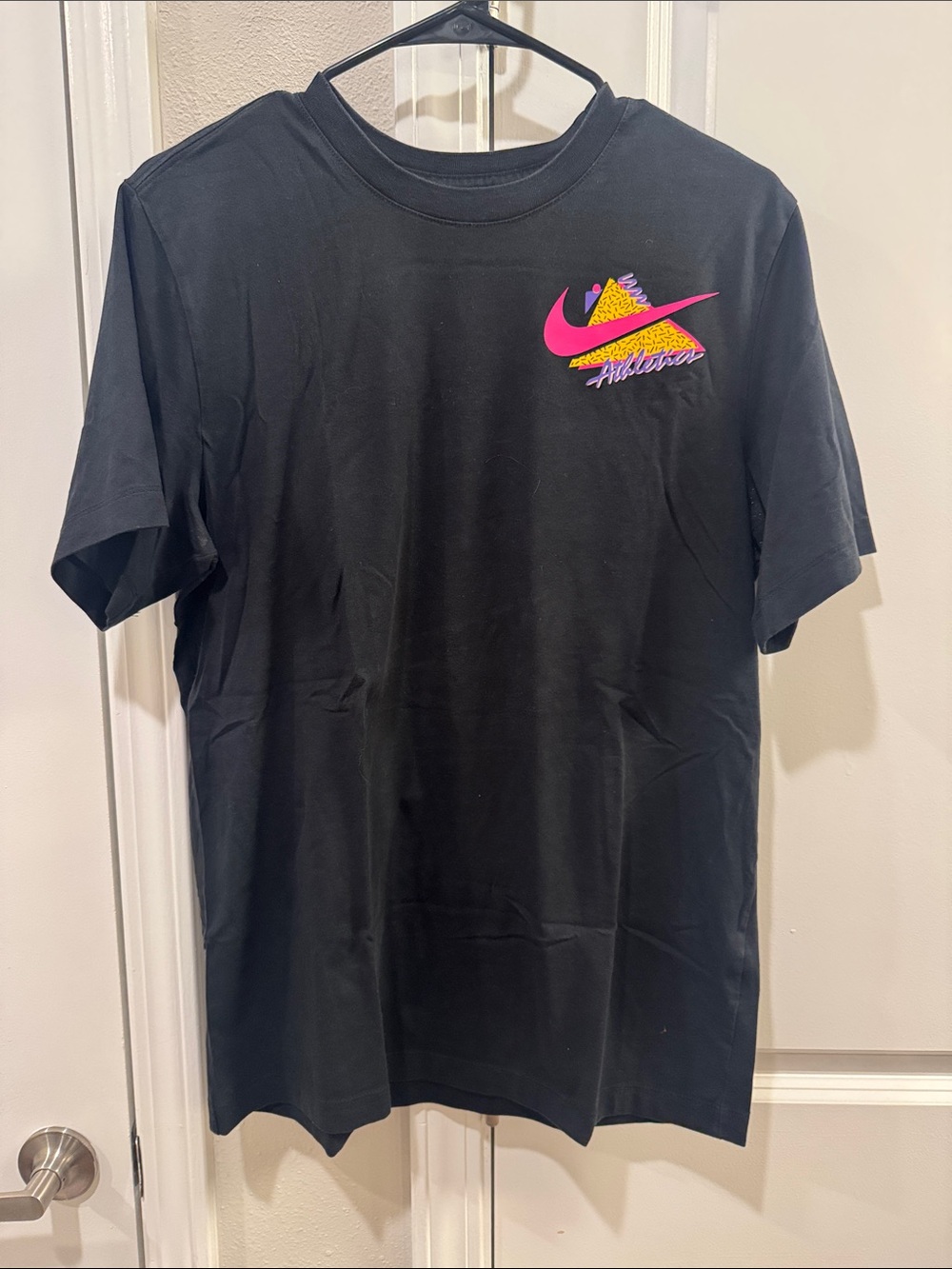Nike Black Short Sleeve Tee with Pink & Yellow Logo
